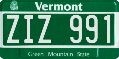 VT license plate ZIZ991