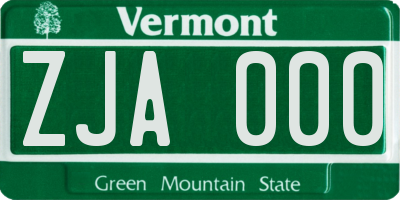 VT license plate ZJA000