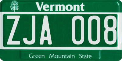 VT license plate ZJA008