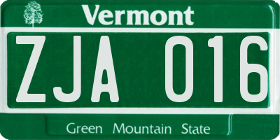VT license plate ZJA016