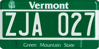 VT license plate ZJA027