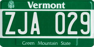 VT license plate ZJA029