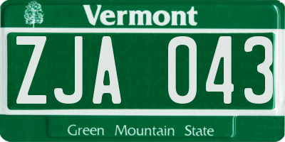 VT license plate ZJA043