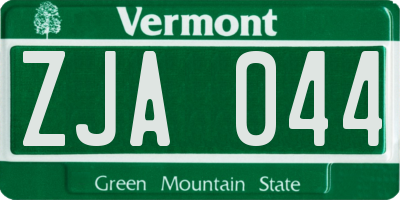 VT license plate ZJA044