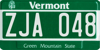 VT license plate ZJA048