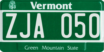 VT license plate ZJA050