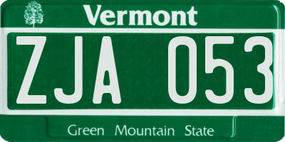 VT license plate ZJA053