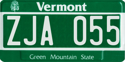 VT license plate ZJA055