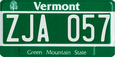 VT license plate ZJA057