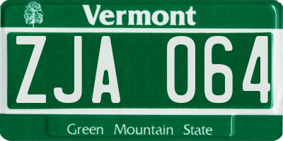 VT license plate ZJA064