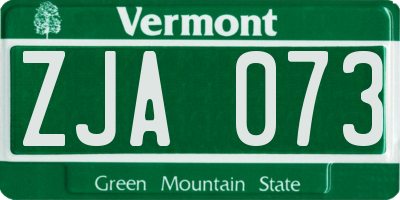 VT license plate ZJA073