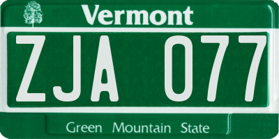 VT license plate ZJA077