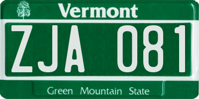 VT license plate ZJA081