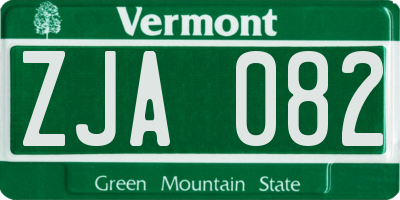 VT license plate ZJA082