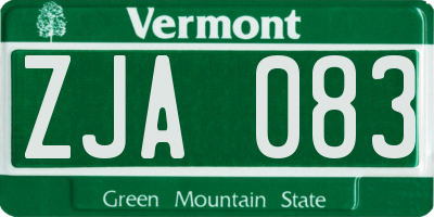VT license plate ZJA083