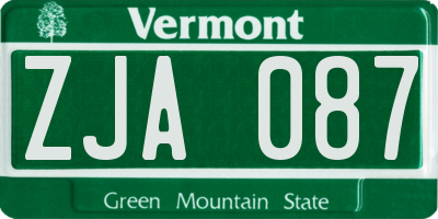 VT license plate ZJA087