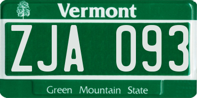 VT license plate ZJA093
