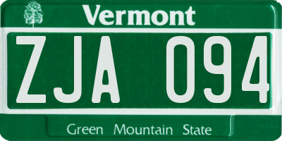 VT license plate ZJA094