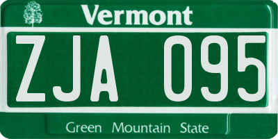 VT license plate ZJA095