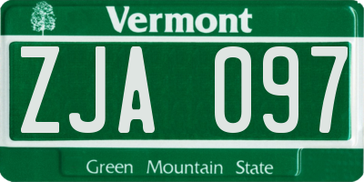 VT license plate ZJA097