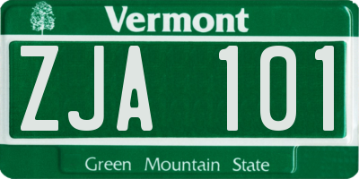 VT license plate ZJA101