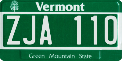 VT license plate ZJA110