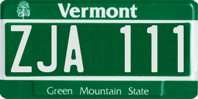 VT license plate ZJA111
