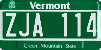 VT license plate ZJA114