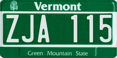 VT license plate ZJA115