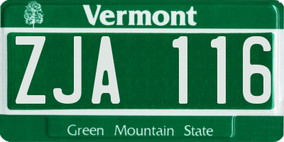 VT license plate ZJA116