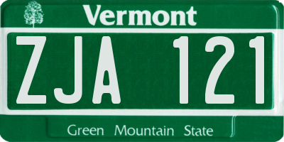 VT license plate ZJA121