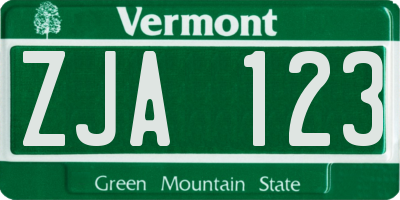 VT license plate ZJA123