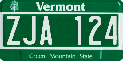 VT license plate ZJA124