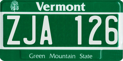 VT license plate ZJA126