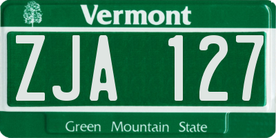 VT license plate ZJA127