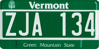 VT license plate ZJA134