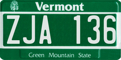 VT license plate ZJA136