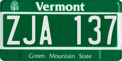 VT license plate ZJA137