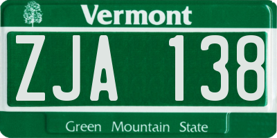 VT license plate ZJA138