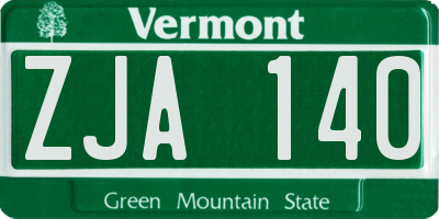 VT license plate ZJA140