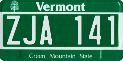 VT license plate ZJA141