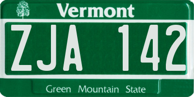 VT license plate ZJA142