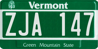 VT license plate ZJA147
