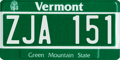 VT license plate ZJA151