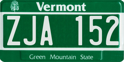 VT license plate ZJA152