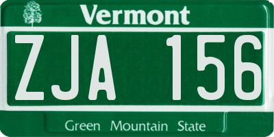 VT license plate ZJA156