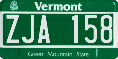 VT license plate ZJA158