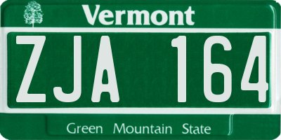 VT license plate ZJA164