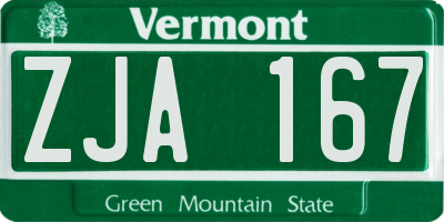 VT license plate ZJA167