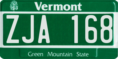 VT license plate ZJA168